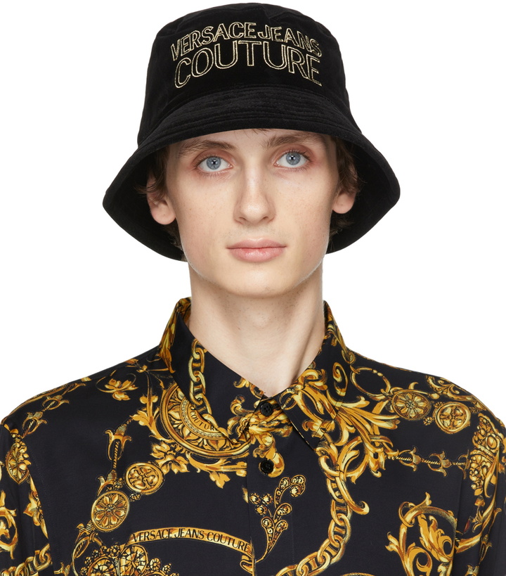 Photo: Versace Jeans Couture Black Velvet Logo Bucket Hat