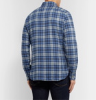 TOM FORD - Button-Down Collar Checked Brushed-Cotton Shirt - Blue