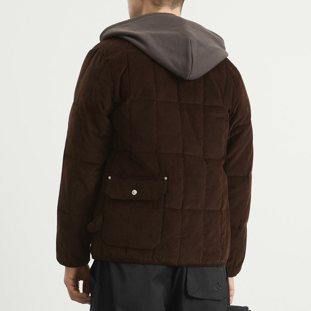 Taion Men's Work Crew Neck Down Jacket in Dark Brown