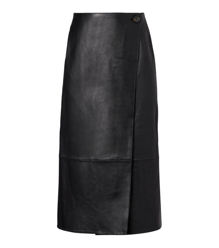 Photo: Yves Salomon Leather midi skirt