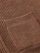 De Bonne Facture - Shawl-Collar Ribbed Alpaca and Wool-Blend Cardigan - Brown