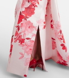 Monique Lhuillier Floral draped satin gown