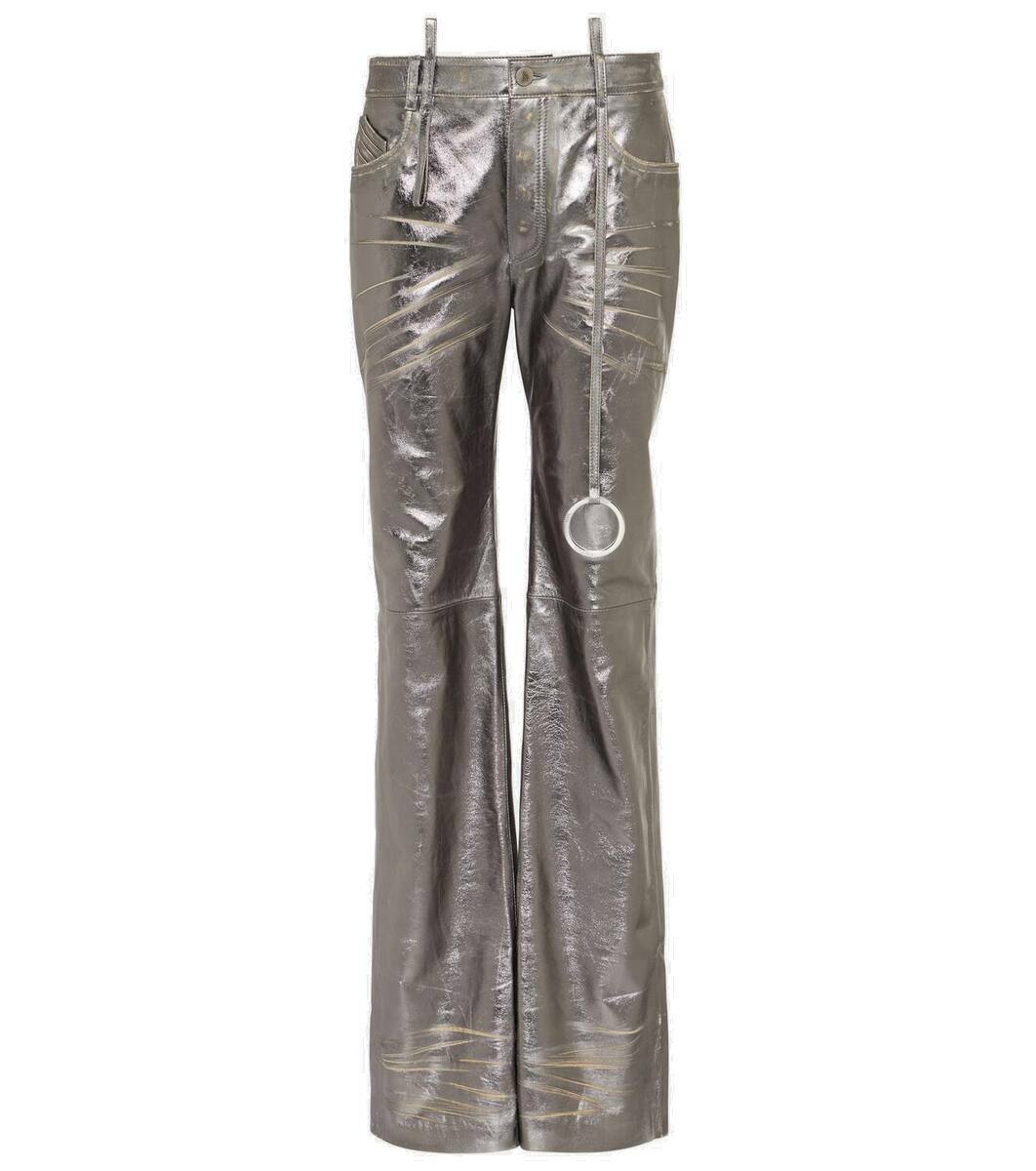 パンツ The Attico Straight Leg Black Lamb Leather Pants Attico Lamb Leather Straight Leg Pants - Black Pants