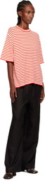 Cordera Off-White & Red Organic Cotton Oversized Striped T-shirt
