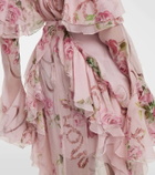 Blumarine Floral silk creponne maxi skirt