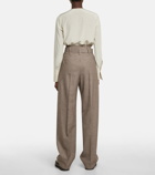 Brunello Cucinelli - High-rise checked wool-blend pants