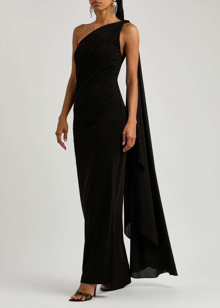 alice and olivia black maxi dress Alice + Olivia Ryn Slit Tulle Panel Maxi Dress