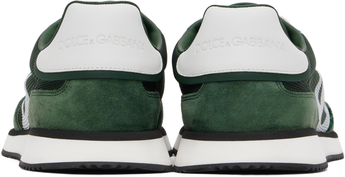 Dolce&Gabbana Green Mixed-Material 'DG' Cushion Sneakers