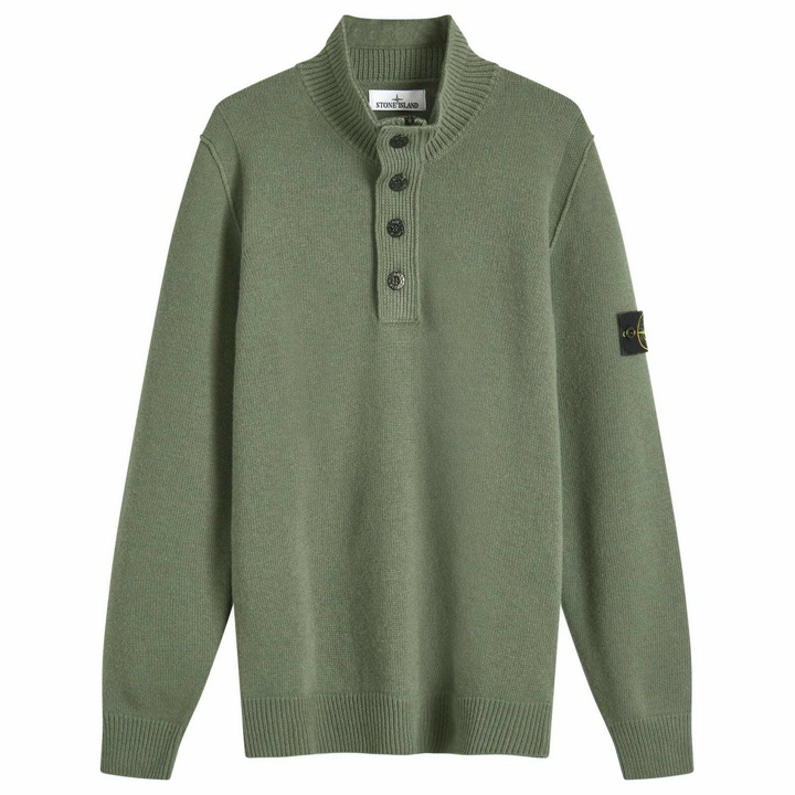 Photo: Stone Island Men's Lambswool Quarter Button Knit in Musk