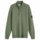 Stone Island Men's Lambswool Quarter Button Knit in Musk