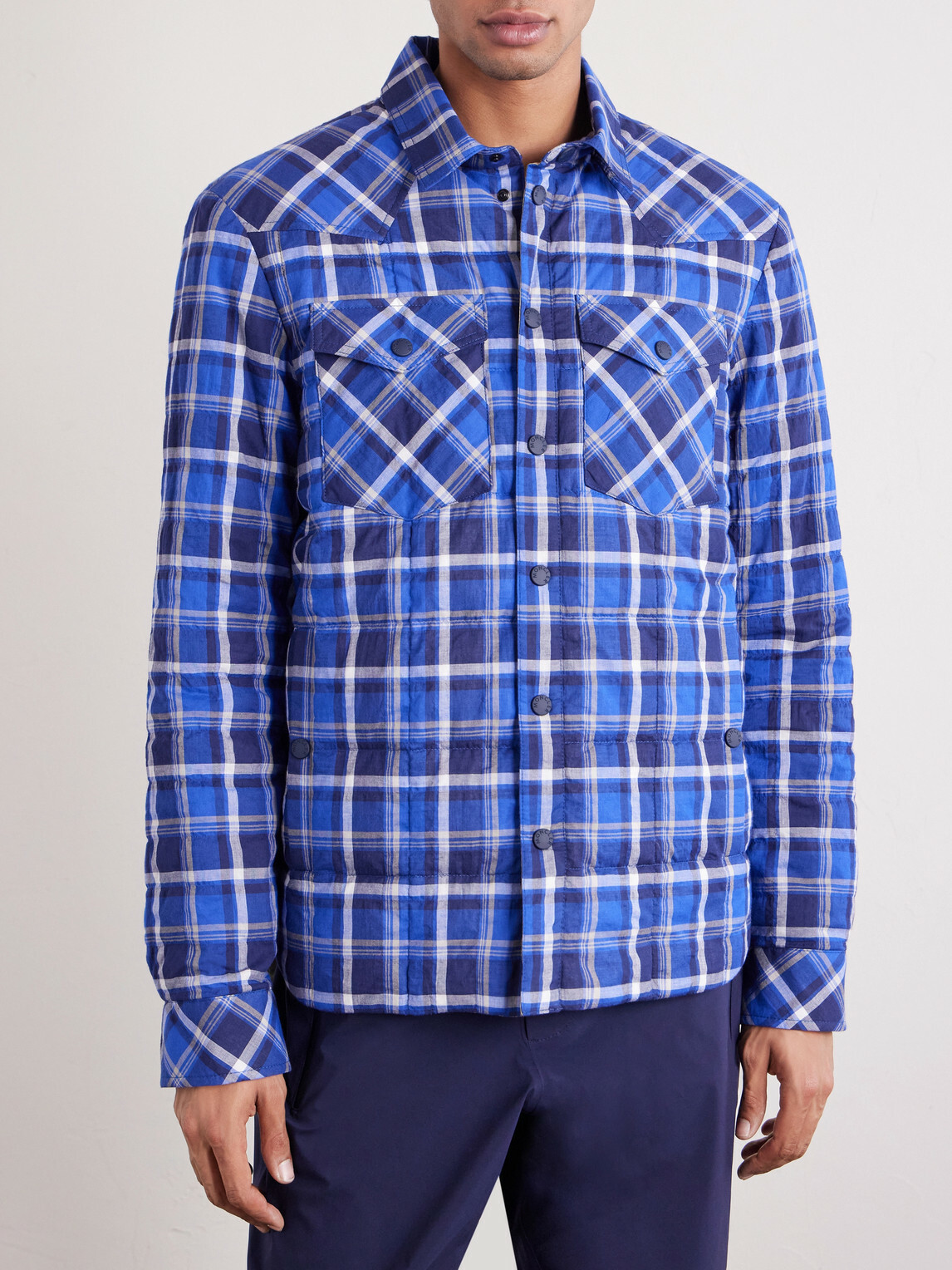 Moncler Grenoble - Gelt Quilted Checked Cotton-Blend Down Shirt Jacket - Blue