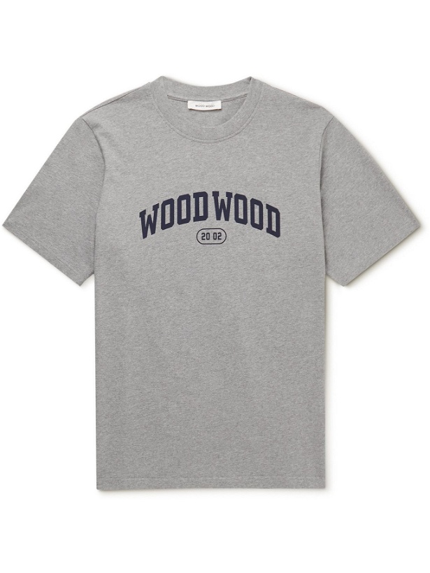 Photo: Wood Wood - Bobby Logo-Print Cotton-Jersey T-Shirt - Gray