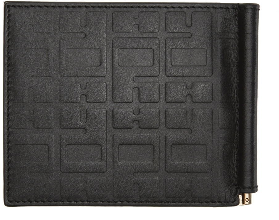 Fendi - FF Black Leather Money Clip Card Holder