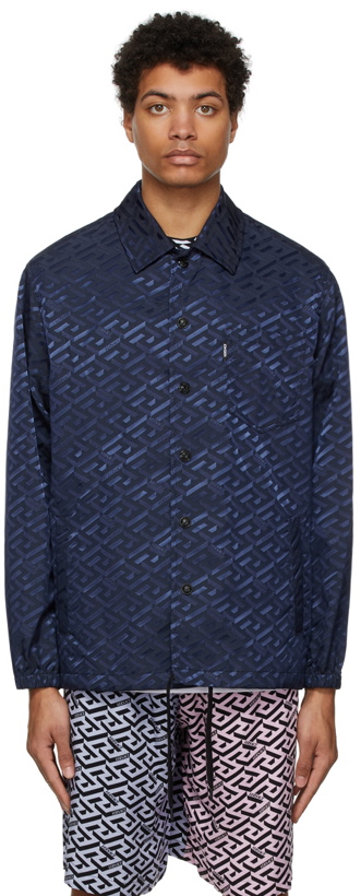 Photo: Versace Navy Nylon La Greca Jacket