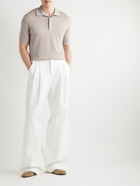 Zegna - Cotton, Linen and Silk-Blend Polo Shirt - Brown