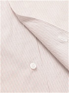BEAMS F - Camp-Collar Striped Cotton-Blend Seersucker Shirt - Neutrals