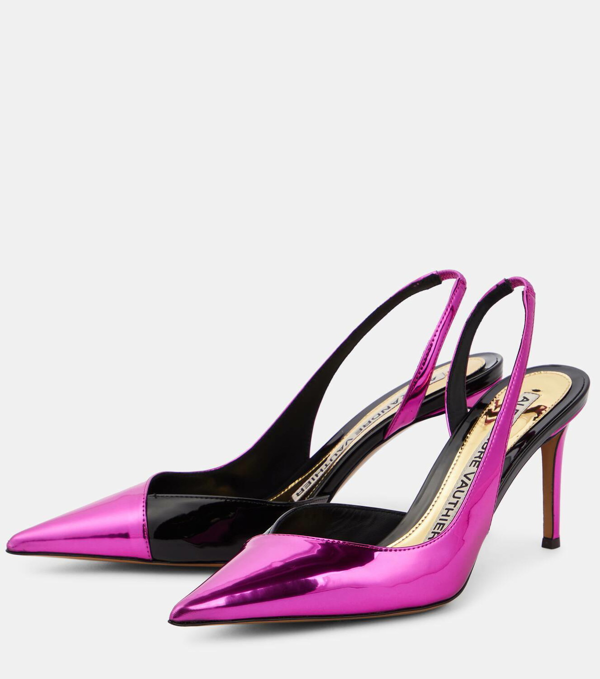 Alexandre Vauthier Metallic faux leather slingback pumps