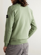 Stone Island - Logo-Appliquéd Garment-Dyed Cotton-Jersey Sweatshirt - Green