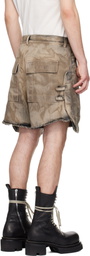 Rick Owens DRKSHDW Gray Temple Denim Stefan Cargo Shorts