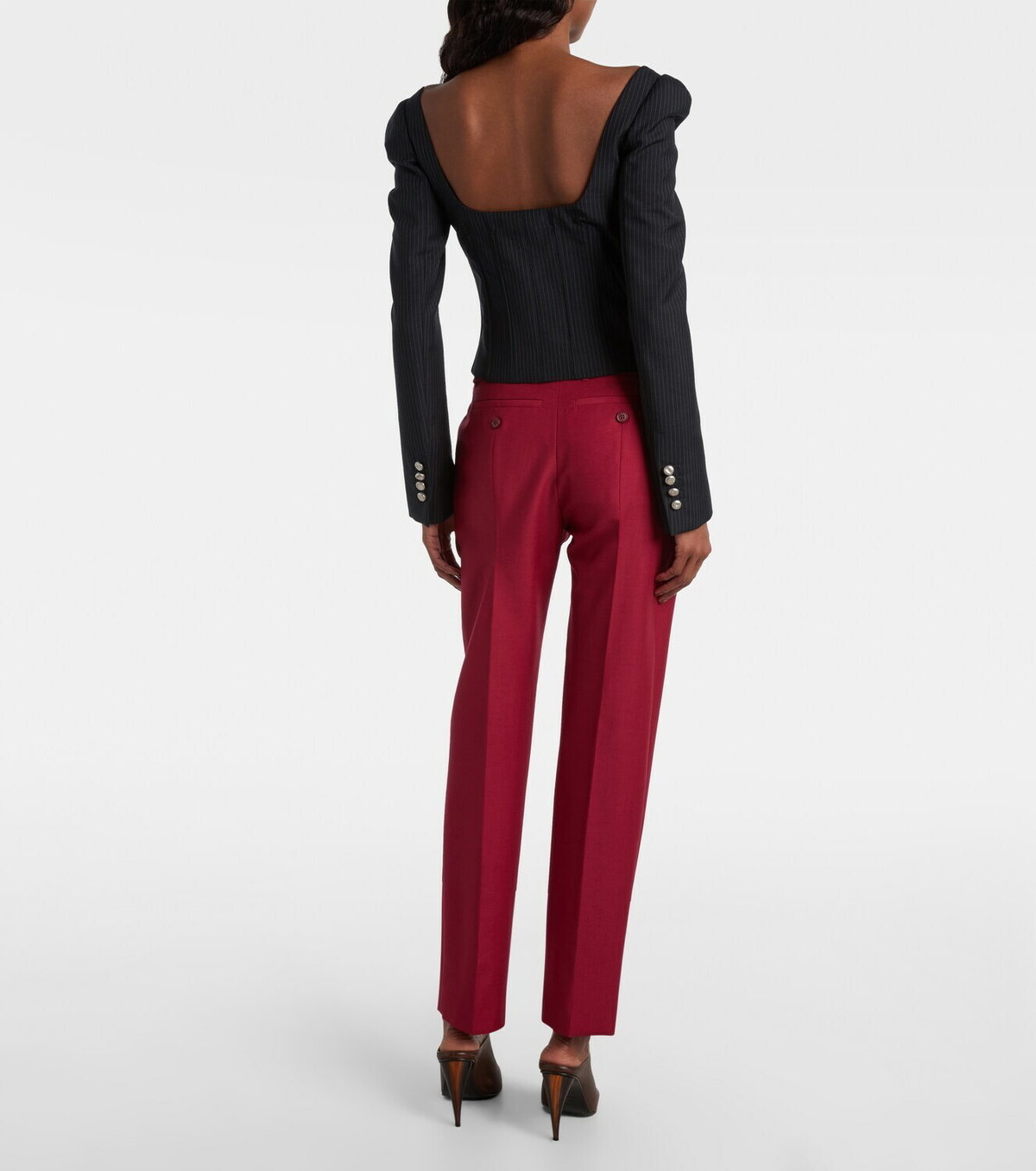 McQueen Cropped wool and mohair slim pants