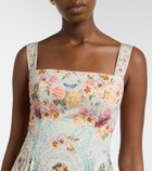 Camilla Printed lace-trimmed cotton midi dress