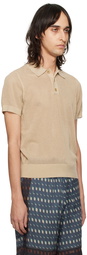 Dries Van Noten Beige Spread Collar Polo