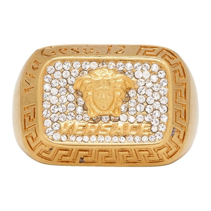 Photo: Versace Gold Crystal Square Medusa Ring