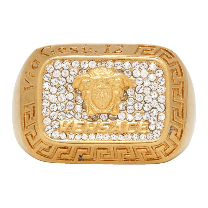 Photo: Versace Gold Crystal Square Medusa Ring