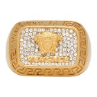 Versace Gold Crystal Square Medusa Ring