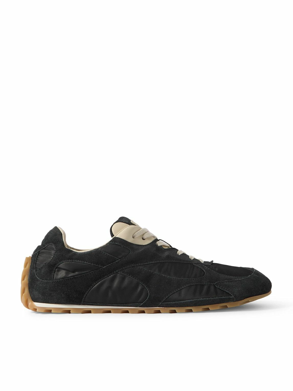 Bottega Veneta - Orbit Leather and Suede-Trimmed Shell Sneakers - Black
