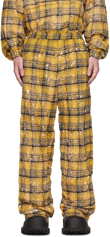 Photo: We11done Yellow Crinkled Check Trousers