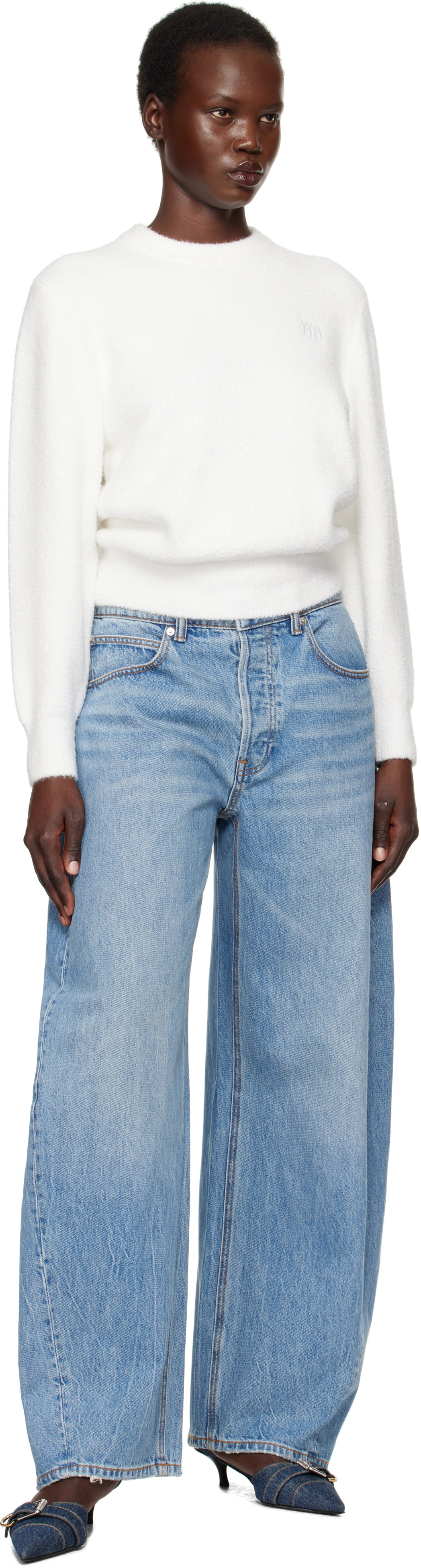 alexanderwang.t White Relaxed Embroidered Logo Sweater