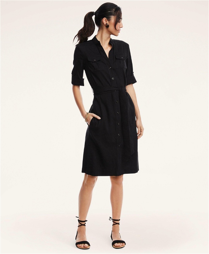 Photo: Brooks Brothers Women's Stretch Linen Belted Dress | Black