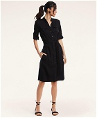 Brooks Brothers Women's Stretch Linen Belted Dress | Black