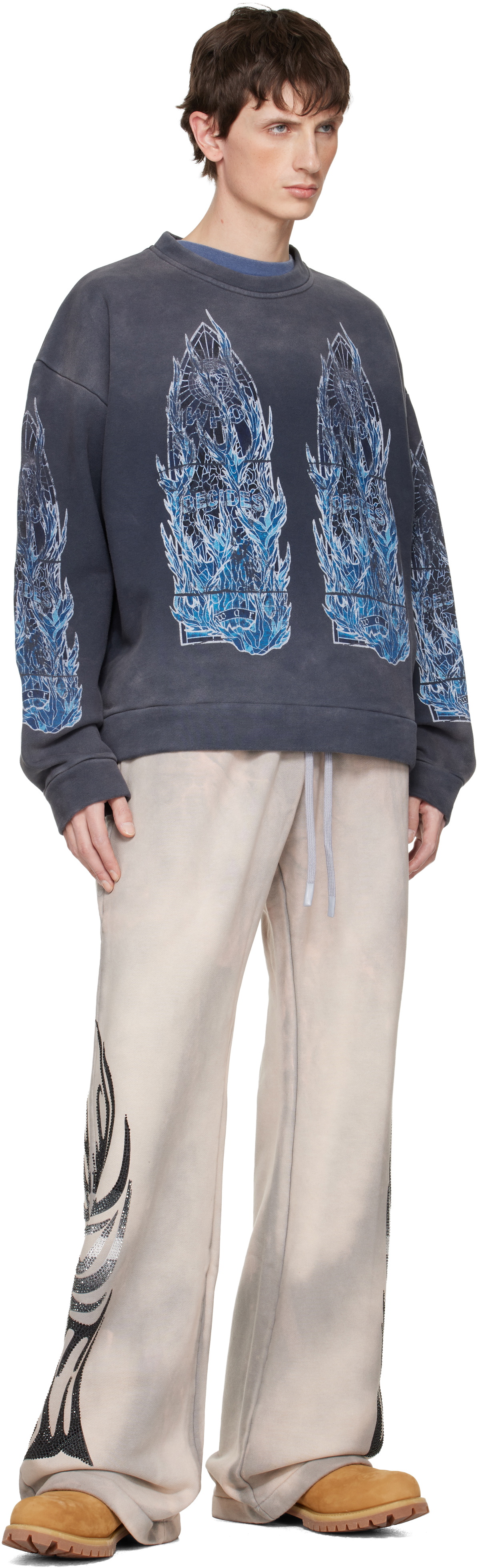 Who Decides War Navy Flame Glass Sweatshirt