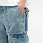 Nahmias Men's Denim Logo Cargo Pants in Vintage Blue