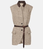 Brunello Cucinelli Belted wool and silk-blend vest