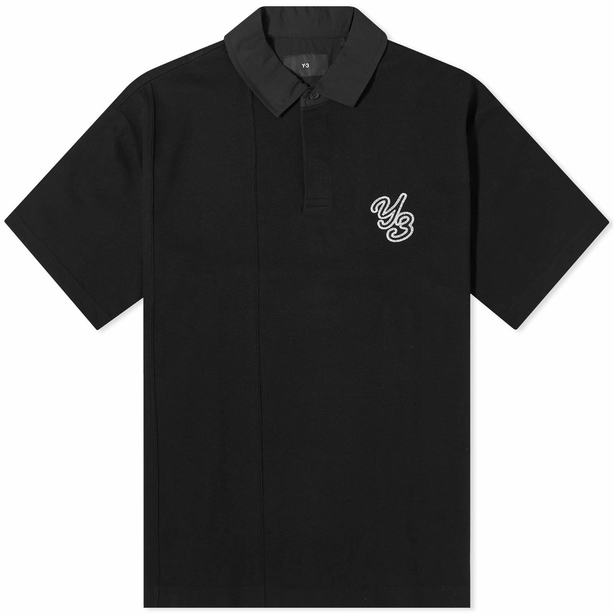 Photo: Y-3 Men's Rugby Short Sleeve Shirt in Black/Black
