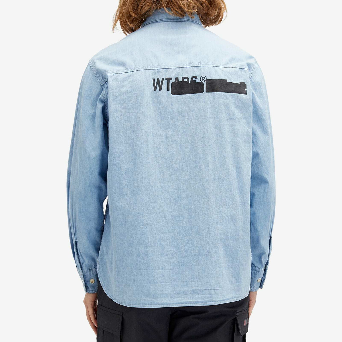WTAPS Men's 11 Back Print Chambray Shirt in Indigo