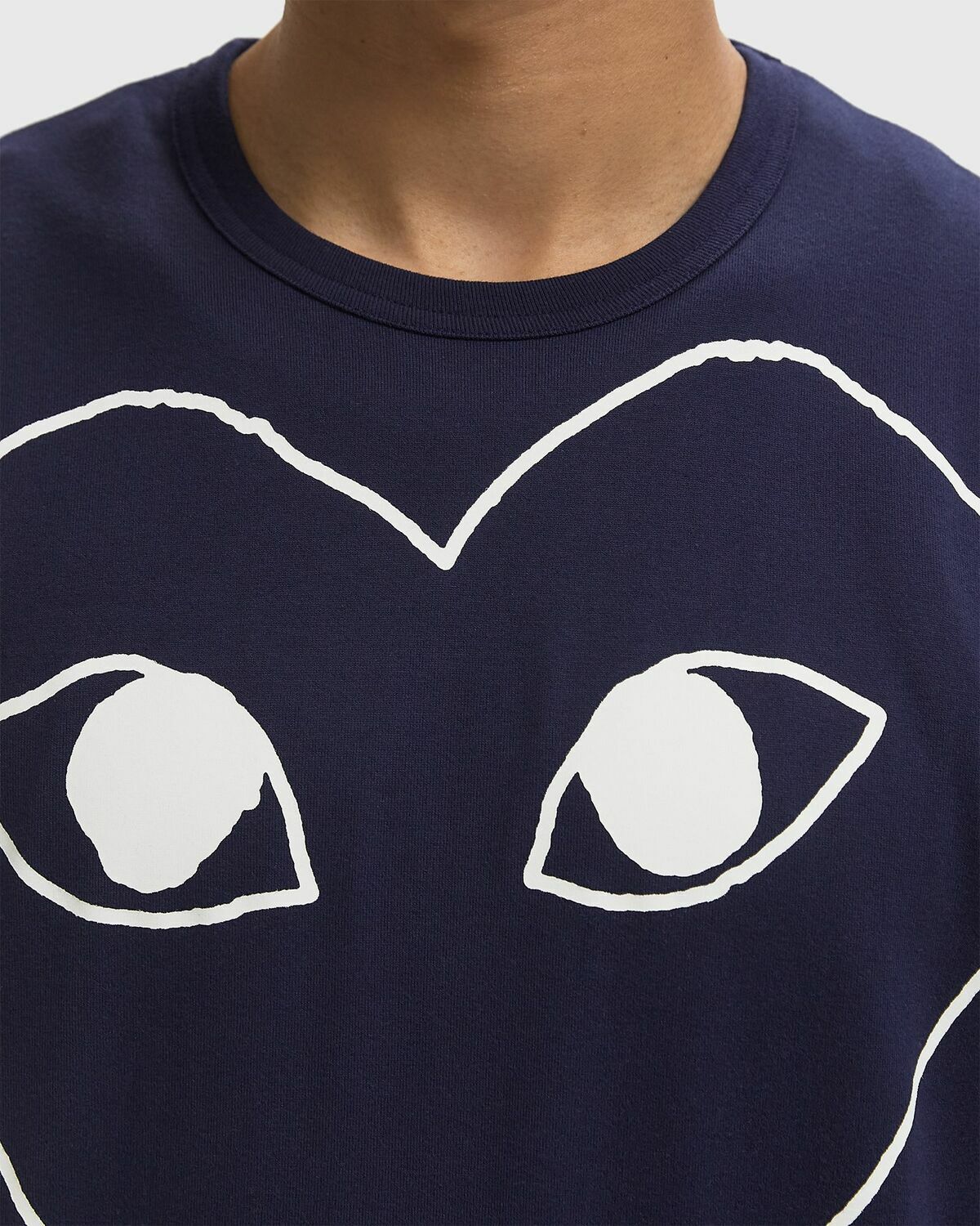 Comme des Garçons Play LOGO PRINT KNIT TEE Blue Mens Shortsleefe