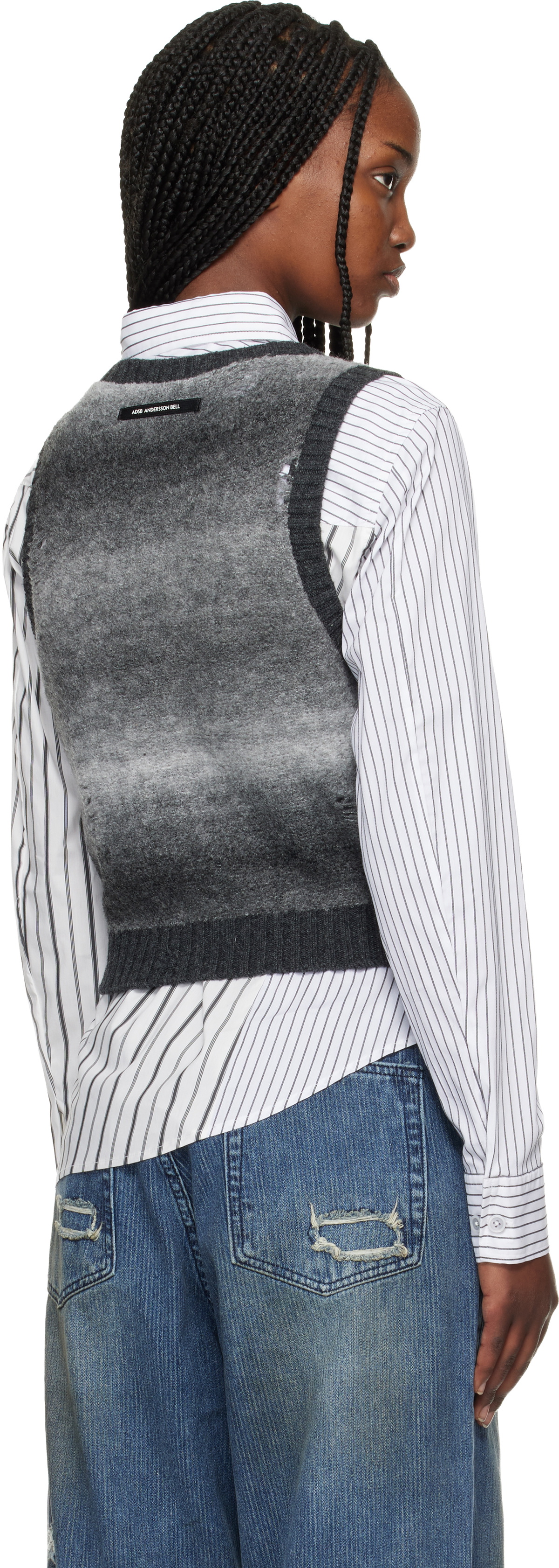 Andersson Bell Gray Back Knit Argyle Patched Vest