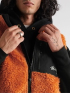 Stussy - Logo-Embroidered Shell-Panelled Faux Shearling Gilet - Orange