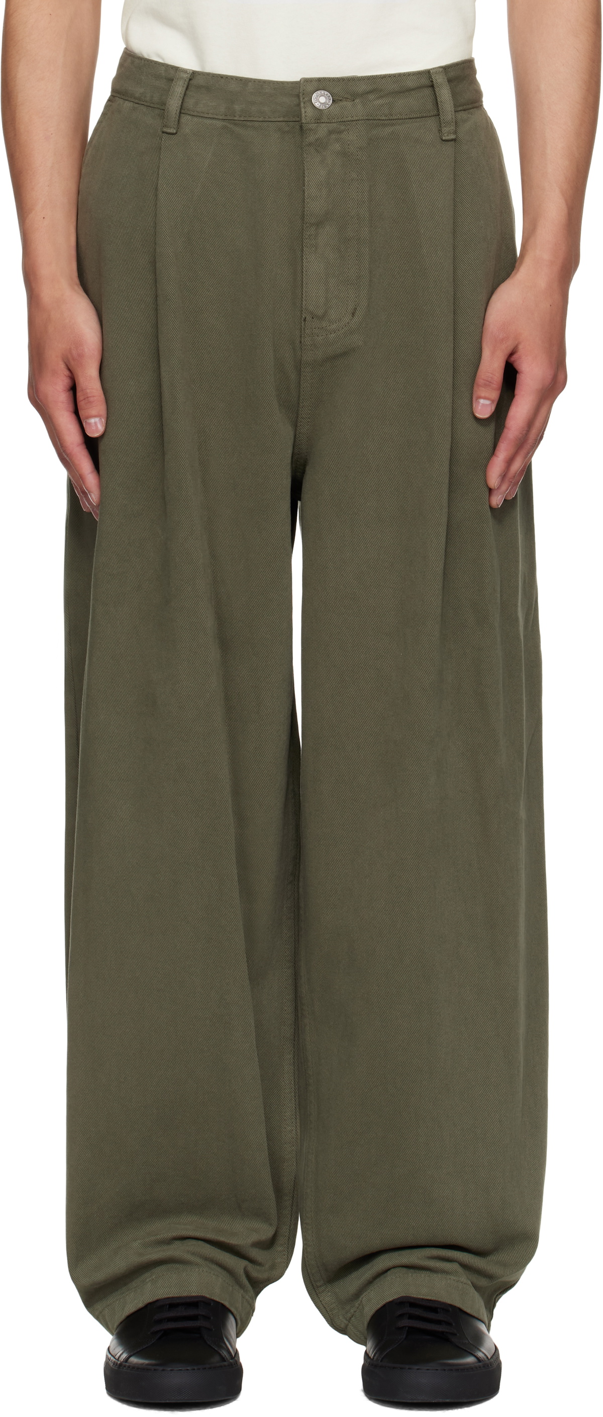 LE17SEPTEMBRE Khaki One Tuck Wide Jeans
