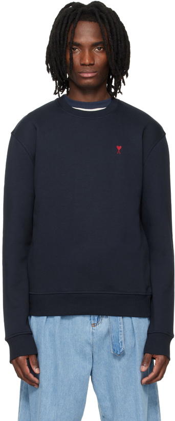 Photo: AMI Paris Navy Cotton Ami de Coeur Sweatshirt
