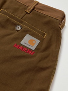 Marni - Carhartt WIP Straight-Leg Cotton-Canvas and Corduroy Trousers - Brown