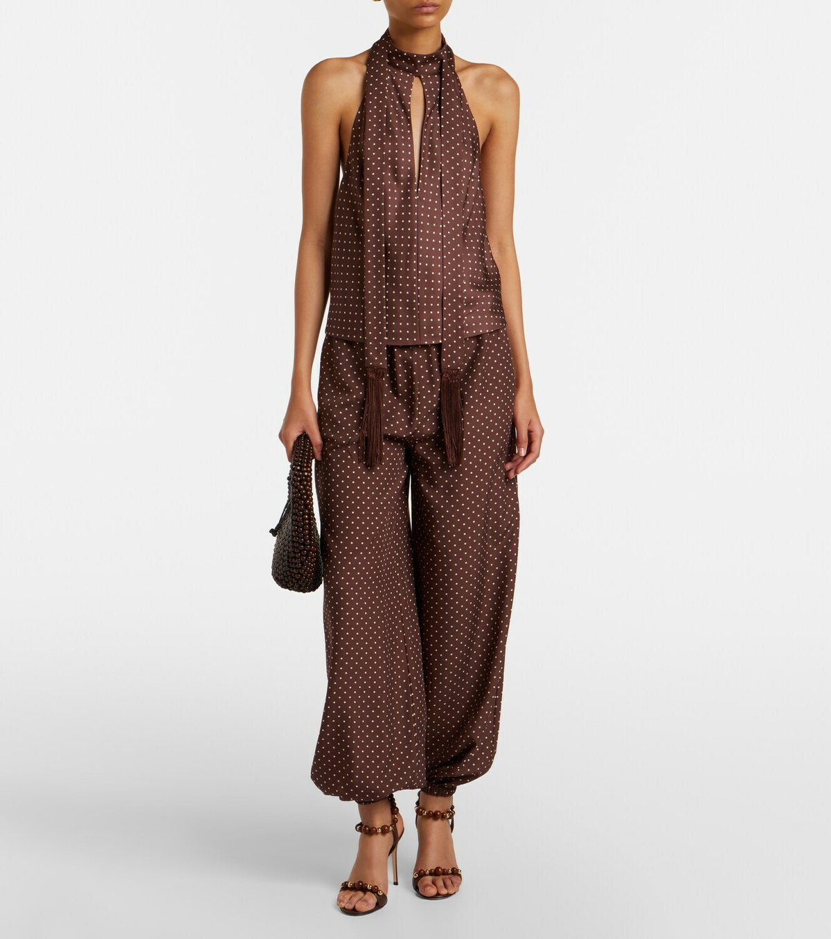 Posse Phoebe polka-dot halterneck top
