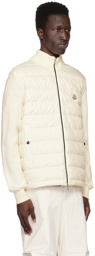 Moncler White Mock Neck Down Cardigan