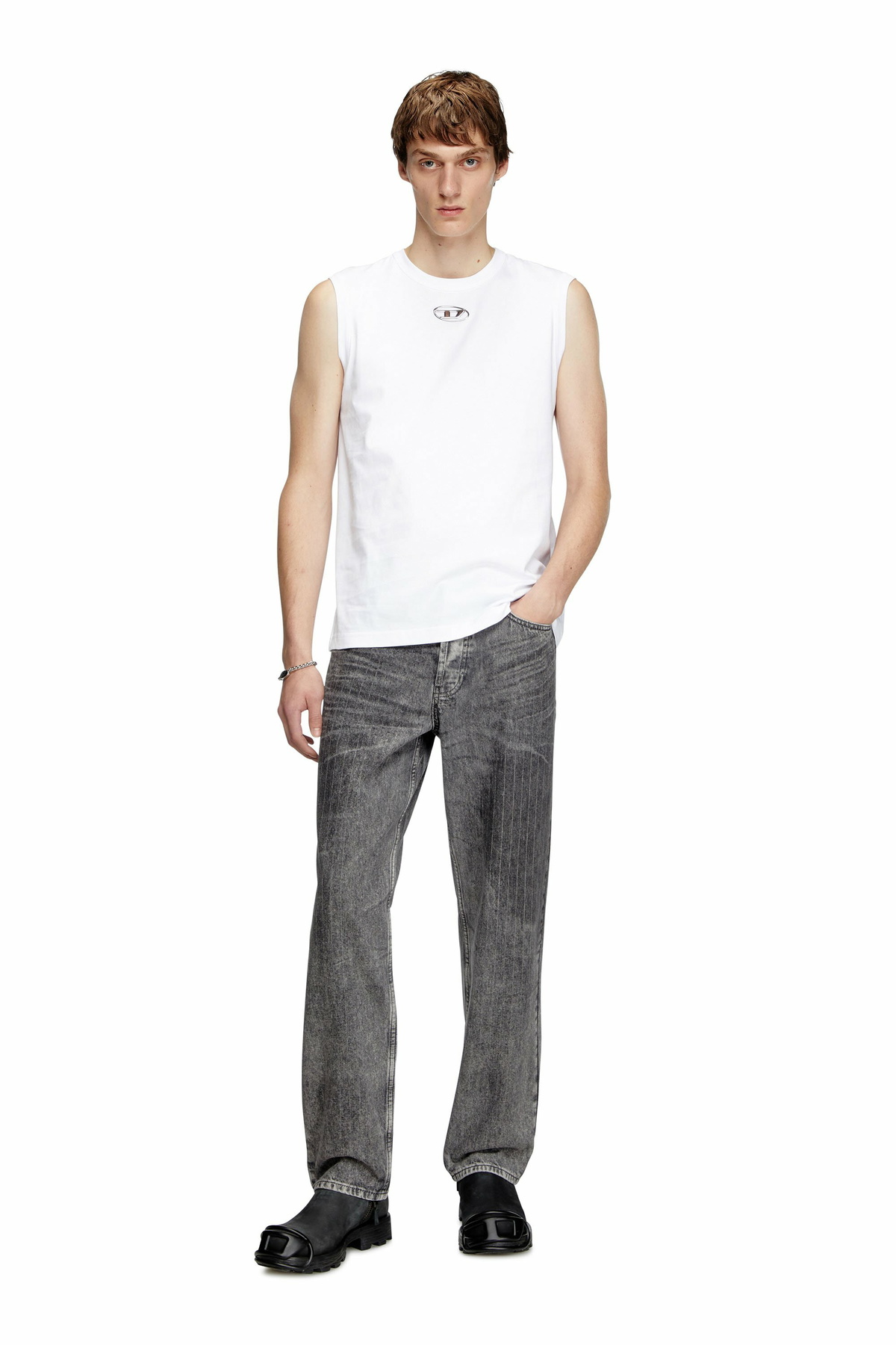 Diesel Tank top with metallic Oval D - T-Shirts Mens in