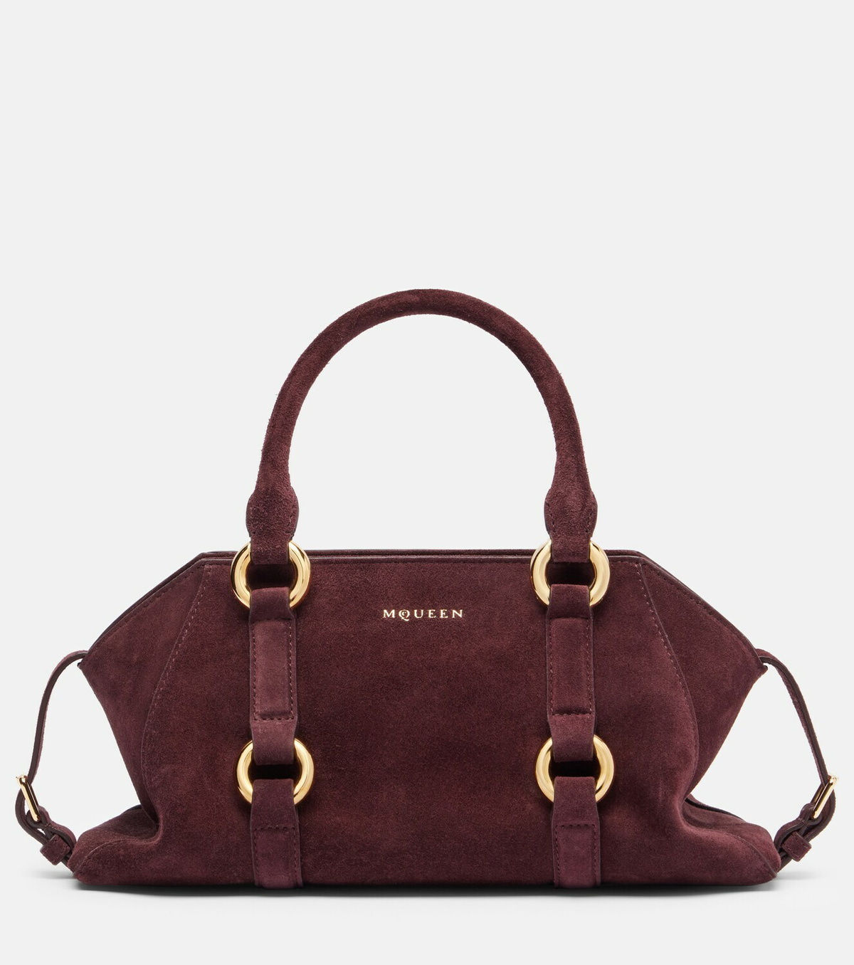McQueen Farringdon Small suede tote bag