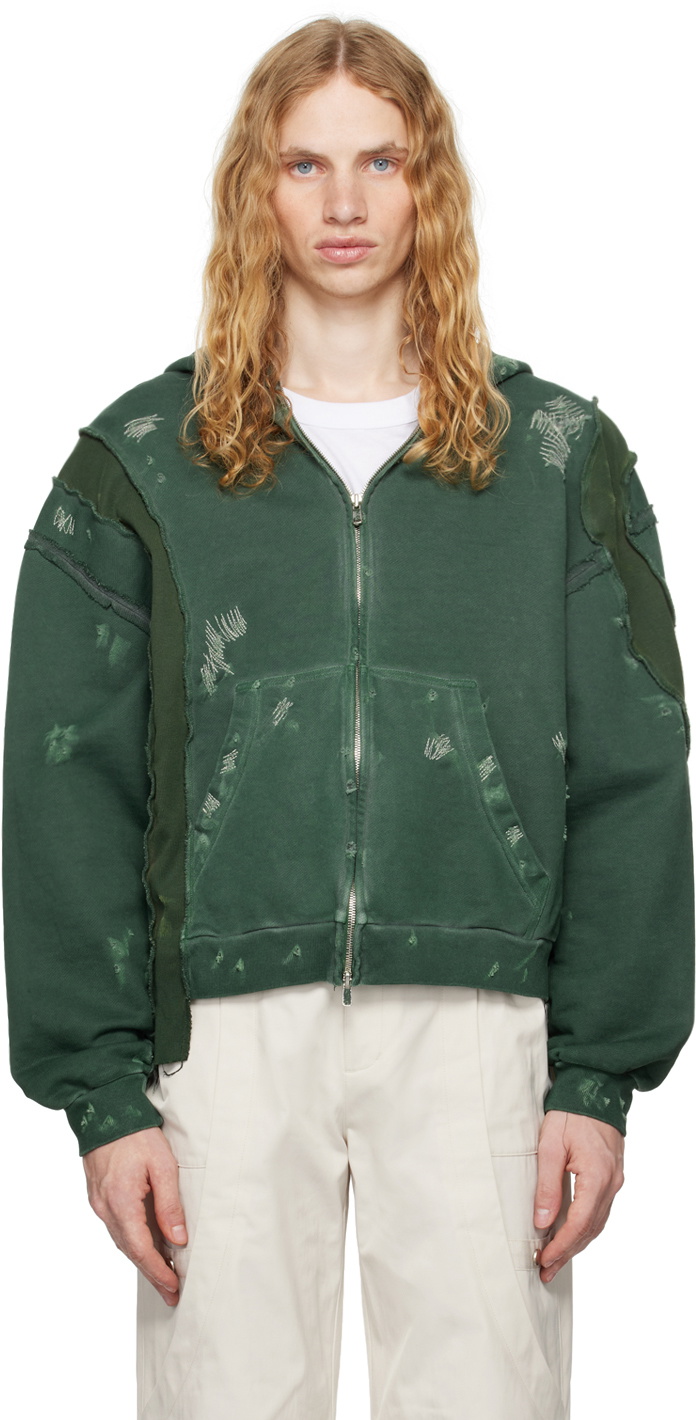 CMMAWEAR Green C Contrast Panel Reworked Hoodie